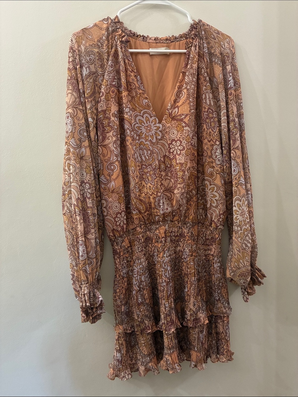 Ramy Brook Women’s Floral Paisley Long-Sleeve Ruffle Dress - medium